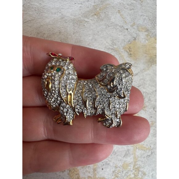 Maltese Dog Rhinestone Brooch Pin Gorgeous - Picture 7 of 10